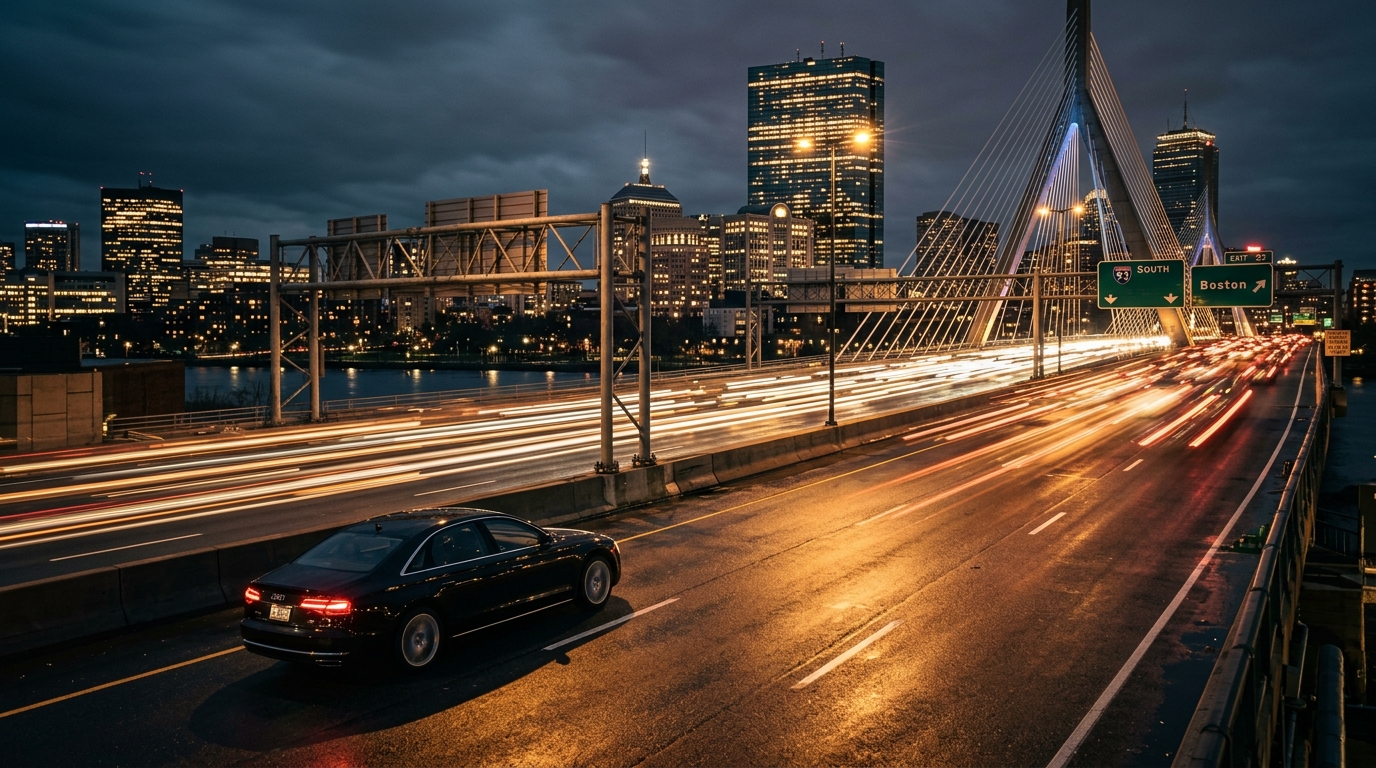 Boston Highway Bridge Night Luxury Chauffeur